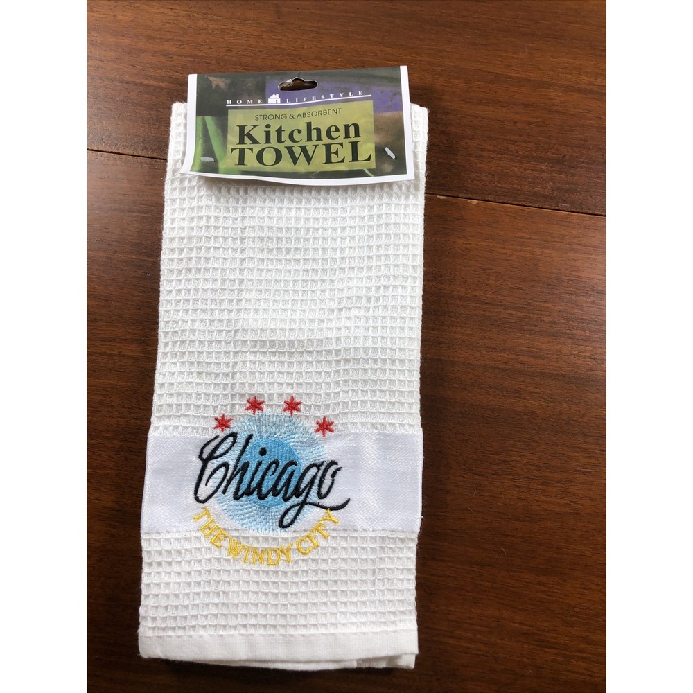 Chicago The Windy City Kitchen Towel NWT Cotton Blend 24" X 14.5"